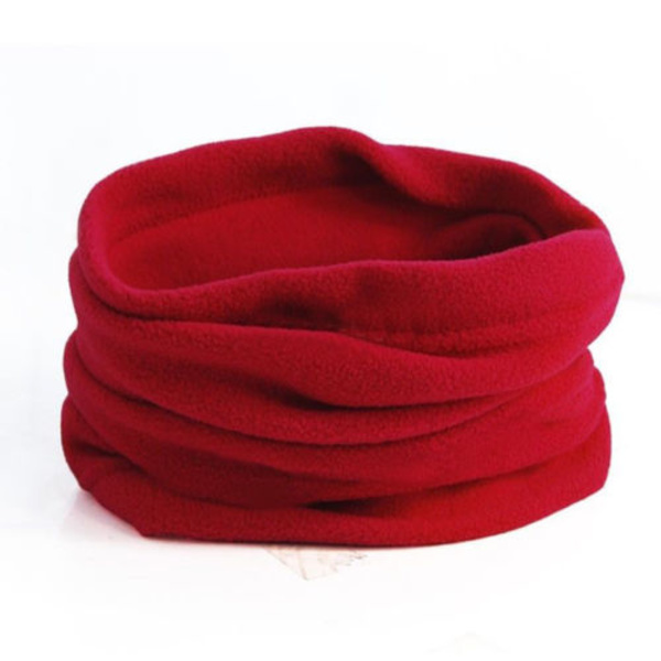 Fleece halsvarmer for menn og kvinner, vinterhalstørkle, lue red