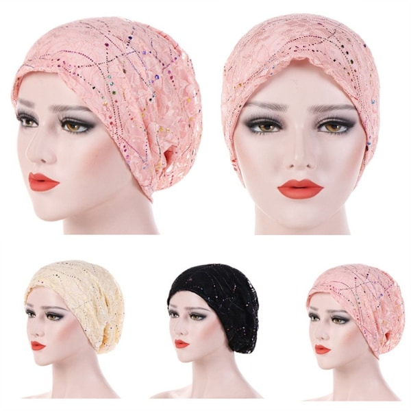 Turban Hodeplagg Myk Motorhette SVART black