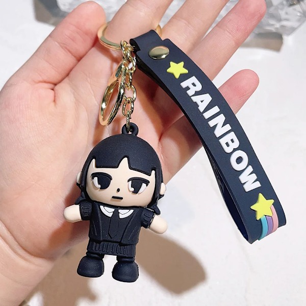 Onsdag Addams Nyckelring Dockfigur Skräck Husdjur Handdocka Nyckelring Tillbehör Väska Hänge Pojke Flicka Present - I lager 19