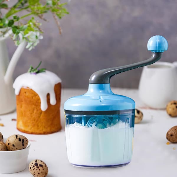 Plastic Whisk, Semi-Automatic Whisk, Milk and Egg Whisk, Kitchen Whisks for Whipping, Cooking, Baking and Frothing-FA- Blue