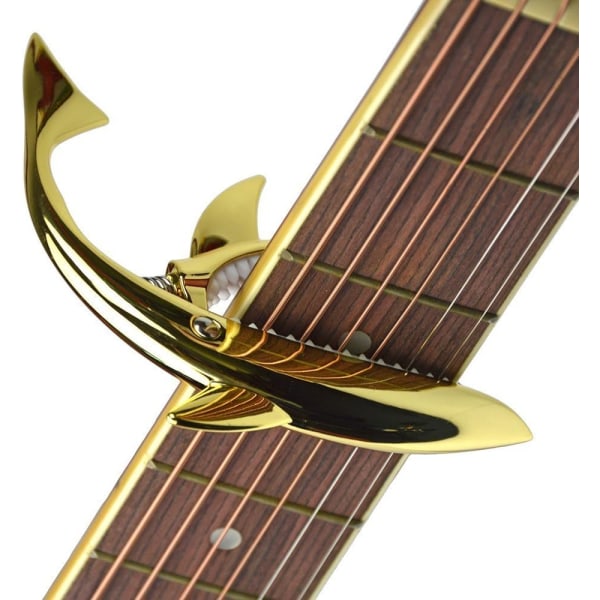 Zink Alloy Guitar Capo Haj Capo til Akustisk og Elektrisk Guitar med God Håndfølelse, Ingen Bånd Buzz og Holdbar (Guld)