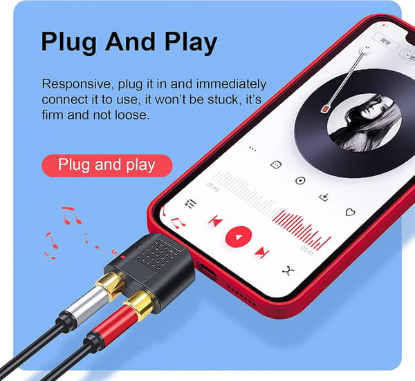 Pakke med 3,5 mm stereo han til 2 RCA hun Y-lydsplitteradapter forgyldt-FA-