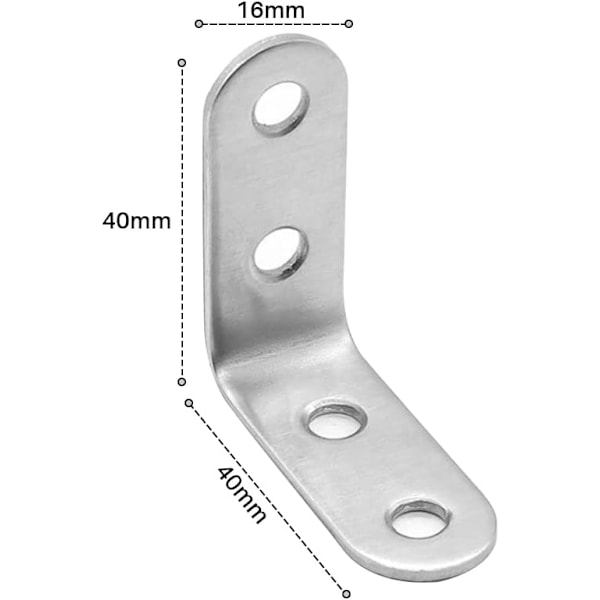 Pienet kulma-asennuslevyt, 10 kpl ruostumatonta terästä suorakaiteen muotoiset asennuslevyt, 40x40mm pienet hyllyasennuslevyt kulma-asennuslevyt, turvakulmatuet, seinäasennuslevyt (40x40mm)