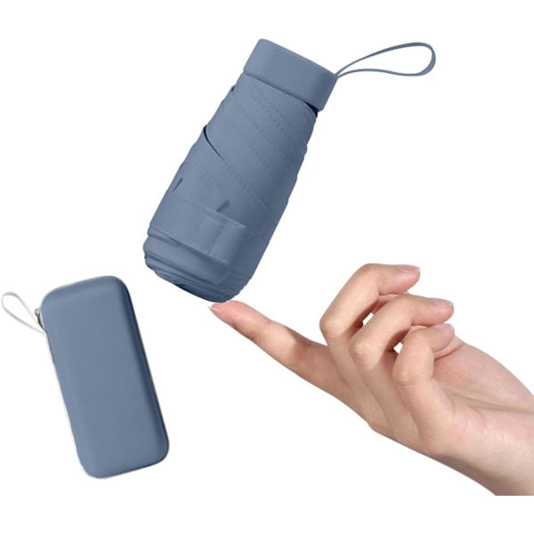 Miniparaply UPF50+ suojalla, kevyt ja kompakti paraply naisille ja lapsille, kannettava UV-paraply säilytyslaatikolla, käsilaukku-kokoinen NavyBlue