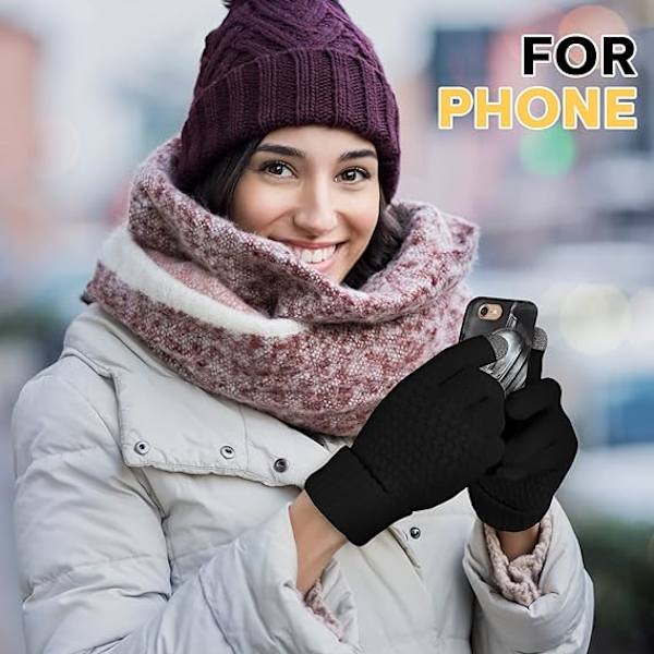 4 par dam vinter touch screen handskar varma fleecefodrade stickade handskar