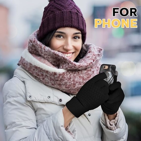 4 par dam vinter touch screen hansker varme fleecefôrede strikkede hansker