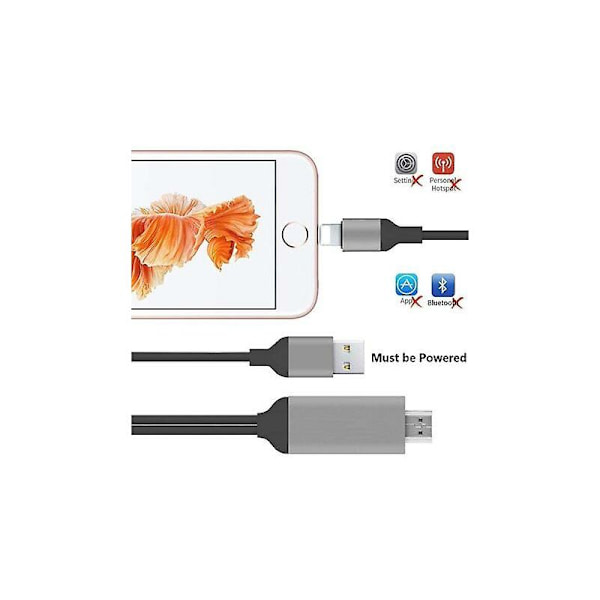 Apple Mfi-certifierad Lightning till HDMI-adapterkabel 1080P Digita