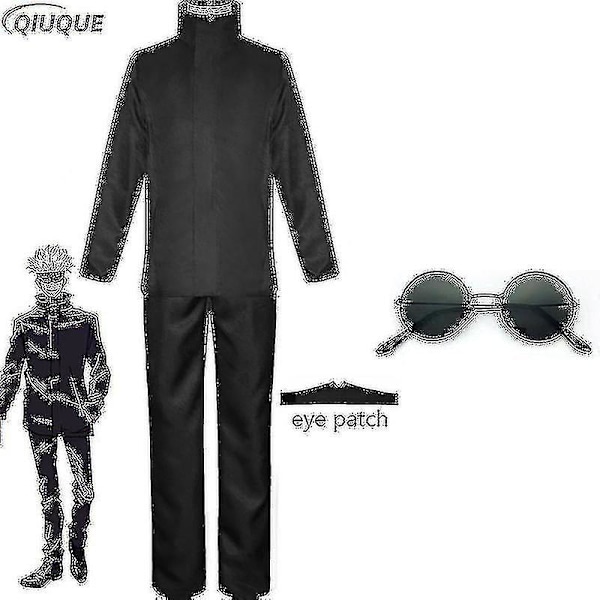 2023 - Anime Jujutsu Kaisen Gojo Satoru Cosplay Kostym Toppar Byxor Ögonlapp Halloween Fest Herr Uniform Peruker - Svart Paket 2 XXL Black Package 2