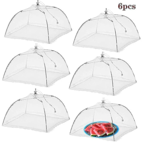 6x Flugnät Frukt Nätfluga Huva Matsalsduk Mat Skyddshuva 43cm