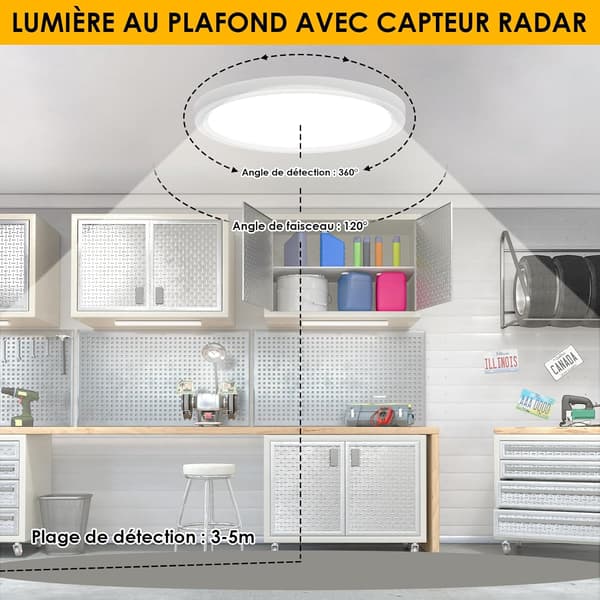 18W bevegelsessensor LED taklampe, 4000K for ganger og garasjer-FA-