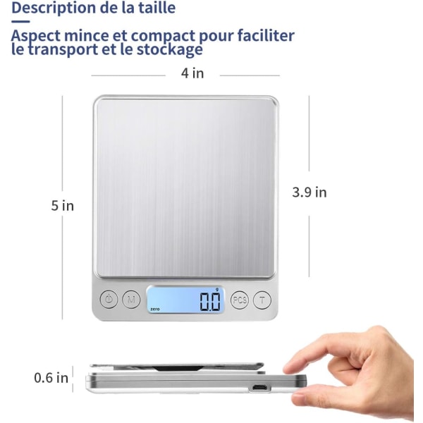 Digital kjøkkenvekt USB oppladbar 3kg/0.1g Digital Baking