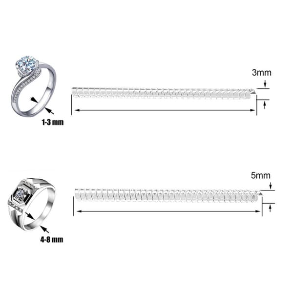 Invisible Spiral TPU Ring Size Adjuster Set 12 pcs, Transparent 10cm Ring Reducer for Easy DIY Fit-FY-