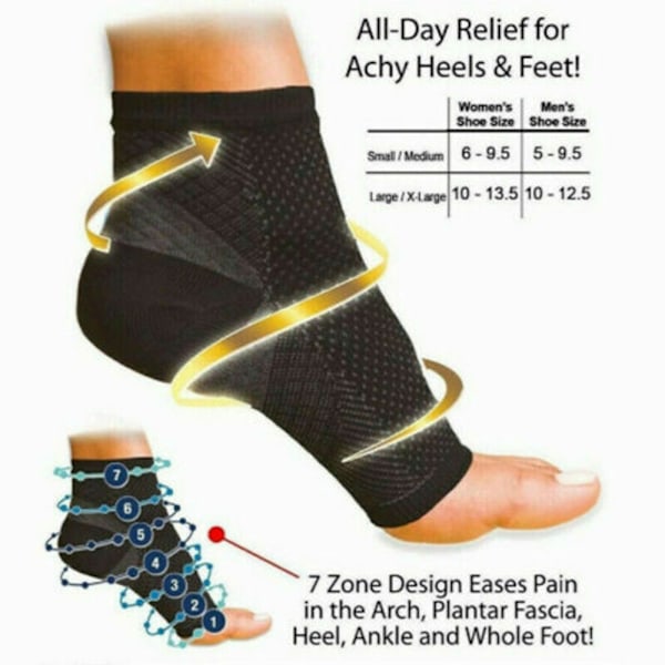 2 par fotstrømper Plantar Fasciitis kompresjonsstrømper S/M
