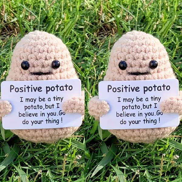 1 st Mini Rolig Positiv Potatis, Söt Ullvirkad Stickad Potatisleksak-FA-