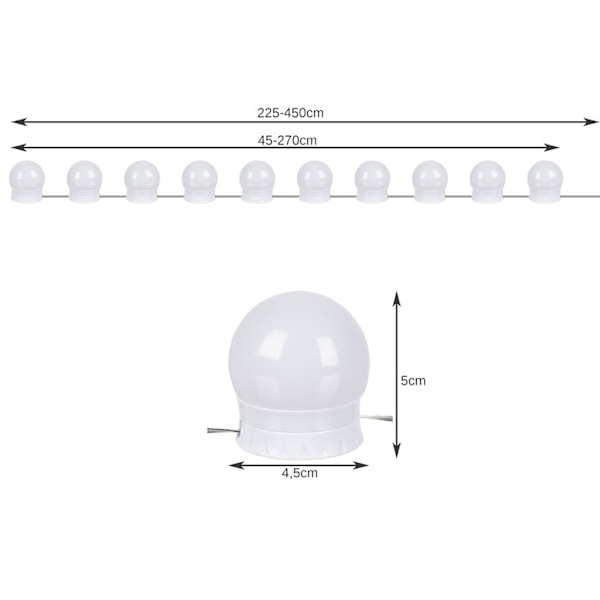 LED-lamper til sminkespeil sminkebord - Fest rundt speilet white 250