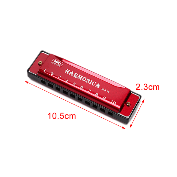 10-reikäinen huuliharppu Red
