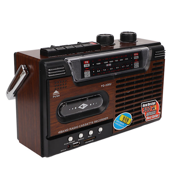Kasettikasettisoitin AM FM-radio Vahva signaali Hiljainen Tukee muistikortteja ja USB:tä Kannettava kasettikasettisoitin Tallennin EU-pistoke 220V 1.5