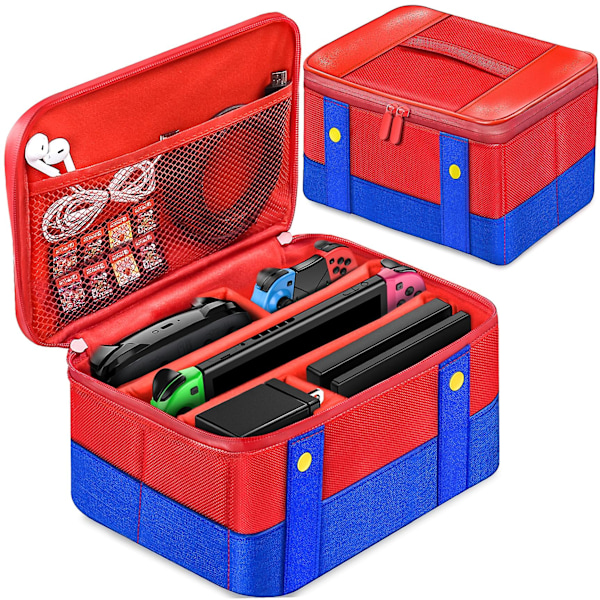Vattentät Väska med Stor Kapacitet Switch Skyddsfodral för Nintendo Switch Konsol Spelplatta Kabeltillbehör Switch Väska Röd