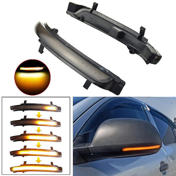 2 stk for Skoda Octavia 2009-2013 Superb 2008-2014 Dynamisk LED Blinklys Sekvensiell Indikator Speil Blinklys Dynamic Smoked