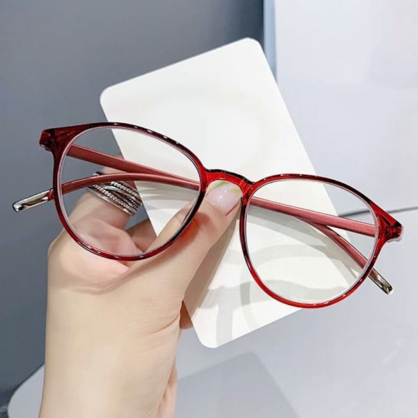 Anti-Blåt Lys Læsebriller Runde Briller RØD STYRKE Red Strength 350 Red