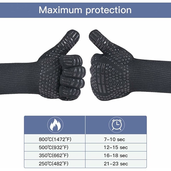 BBQ-hansker 1 par, varmebestandige ovnshansker opptil 932°F Universal Cooking Gloves for grilling og ovn, par grillhansker