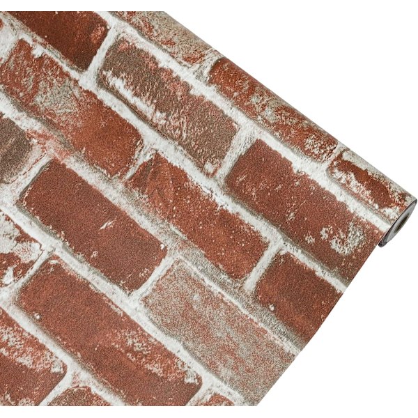 Punainen Tiili Tapetti, Itseliimautuva Peel and Stick Vedenkestävä ja Irrotettava Sopii Koti- ja Huonekalujen Sisustukseen (17,5X 236 Tuumaa)