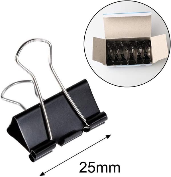 60 stk klips, 25mm små permklips, svarte foldback-klips i metall