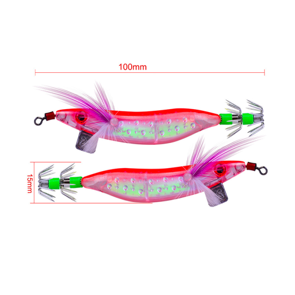 5 stk/lot Nattlysende blekksprut Jig 10 cm Reke krok Tre reker B One Size