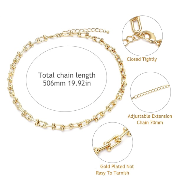 U-formet lenkekjede choker halskjede i titan, dristig og chunky halskjede for kvinner Gold