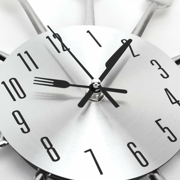 Mirror Effect Kitchen Clock With Spoon Fork Removable 3D Decal-FA-