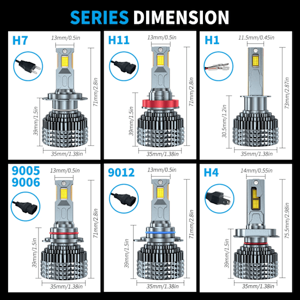 -120000LM H7 LED Canbus Bilstrålkastare Super HB4 H11 H4 H1 9012 HB3 9005 9006 H8 Lampor Plug-N-Play Glödlampor 420W Billampa 9012(HIR2)
