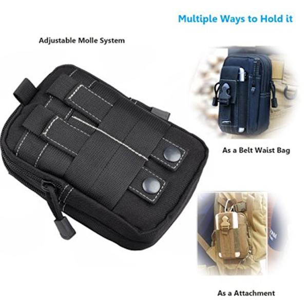 HHL Kompakt taktisk Molle EDC-väska Utility Gadget Bälte Midjeväska med mobiltelefonficka Holsterhållare för vandring Camping Utomhus Daglig användning