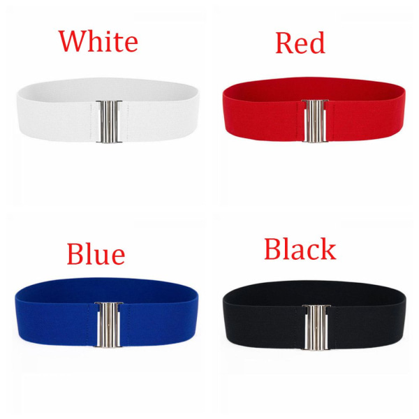 Sølv Spænde Bred Stretch Elastisk Korset Midjebælte Midjebånd Sort black