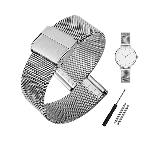 Mesh-klockarmband - Svart eller Silver 20 mm silver Metall