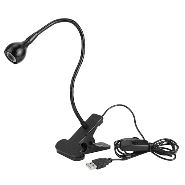 USB Fleksibel Klemme Clip On LED-bordlampe Natlampe ved sengekanten til læsning