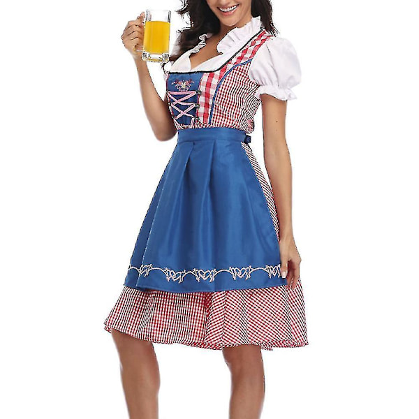 Tysk Oktoberfest-kjole til kvinder Voksen Dirndl Traditionel bayersk ølkarneval Fraulein Cosplay Black