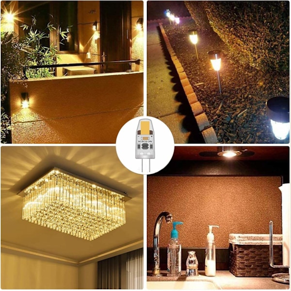 10 st LED G4 dimbara glödlampor, 2W, varmvit, AC/DC 12-24V - Perfekt