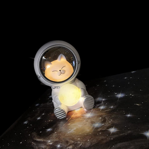 Astronautti Kissa Yövalo, LED Kirjavalo Lämmin Valo Työpöytä