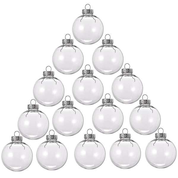 15 stk runde gjennomsiktige julekuler i plast, julekuler for å fylle selv