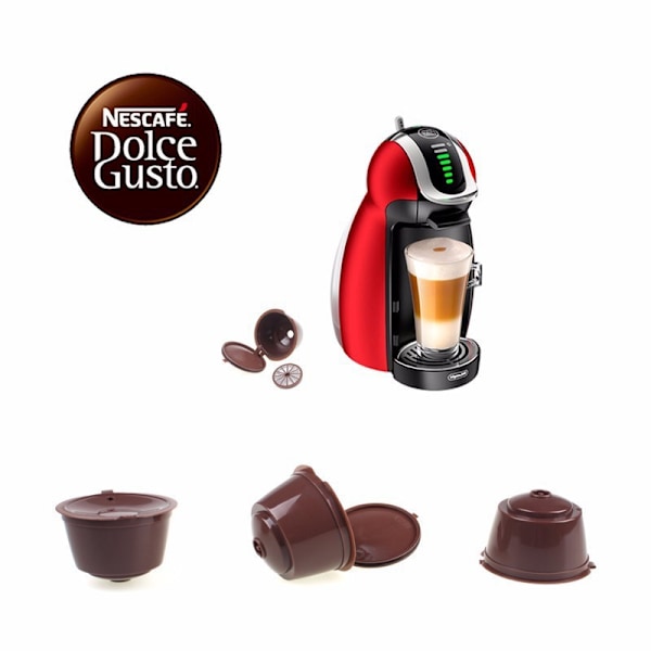 3 gjenfyllbare Dolce Gusto kapsler, gjenbrukbare pods-filtre