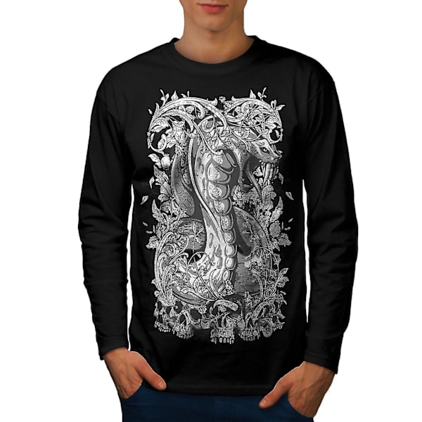 Kauhu Snake Dead Fantasy Miesten Musta Pitkähihainen T-paita | Wellcoda XL