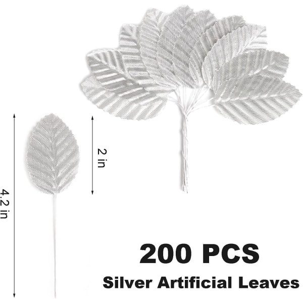 Konstgjord silkeslöv, 200 st konstgjorda löv konstgjorda trådade