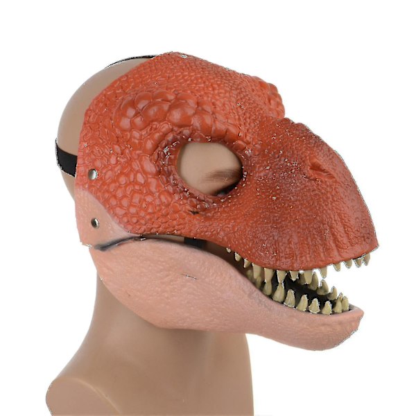 Dinosaur Maske Hovedbeklædning, Jurassic World Dinosaur Legetøj med Åbning Bevægelig Kæbe, Velociraptor Maske & Tyrannosaurus Rex Maske Bundle Brown