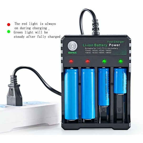 Universal Smart Batterioplader til 18650 18500 18350 17670 17500 16340 14500 10440 20700 21700 22650 26650 3.7V Li-Ion NI-MH - AAA AA. Oplader