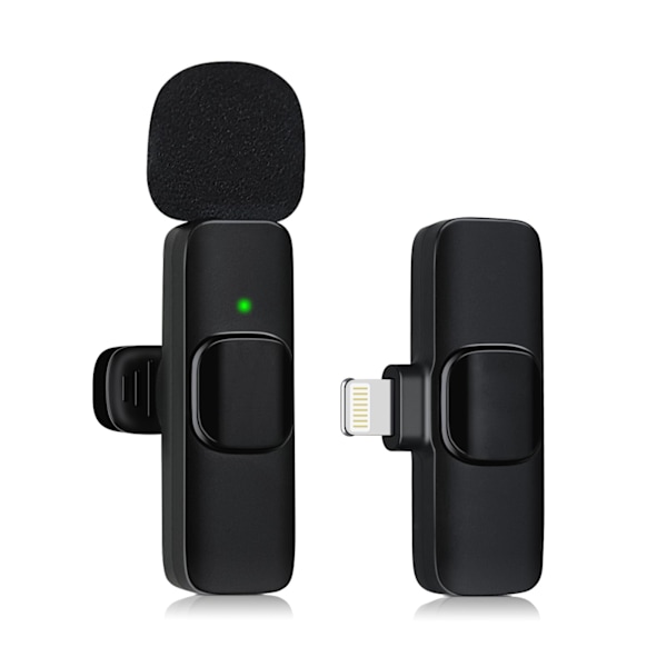 Trådløs Bluetooth-mikrofon til mobiltelefon, miniklipsmikrofon til videooptagelse, YouTube-streaming/vlog, støjreduktion (iOS med 1 mikrofon) iOS