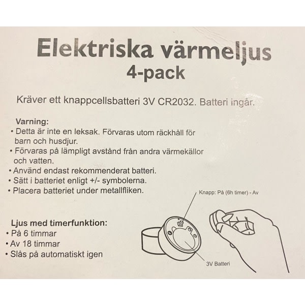 Varmt LED-lys med TIMER 4-pakning hvit