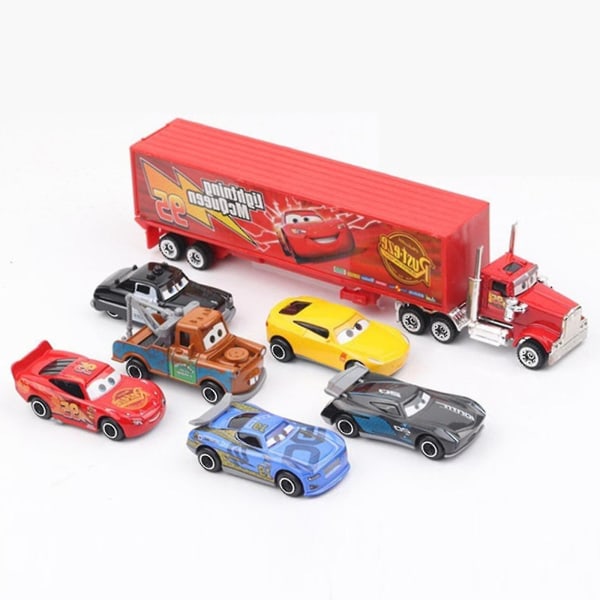 6 stk Biler 3 Lightning Mcqueen Jackson Storm Mack Farbror Lastbil Metall Bilmodell Lekegave