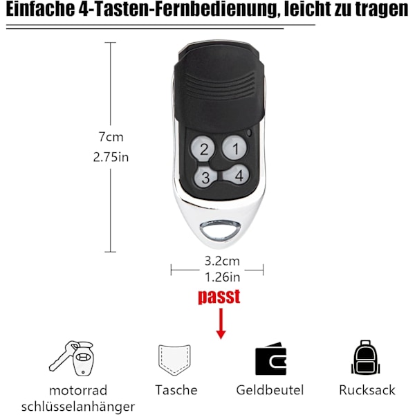 Crawford EA433 2KS/4KS Handsändare - 2-pakning - 433,92MHz Scroll Code Fjernkontroll