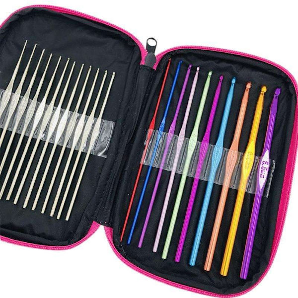 Mega-kit med virknålar, markörer, måttband - Stickningsset multicolor 240