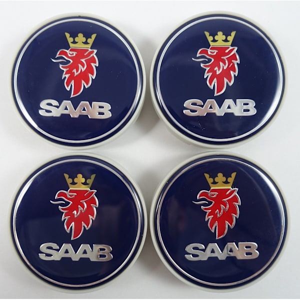 Saab02 - 63MM 4-pack Navkapslar Saab Silver-FA- Silver one size